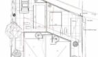 Architektonischer Lageplan der Doppelhaushälfte in Llucmajor mit Parkplatz, Garten und Zufahrt zur Calle Roma.