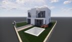 Moderne Doppelhaushälfte in Llucmajor mit Pool, Wendeltreppe und Dachterrasse – 3D-Visualisierung Außenansicht