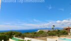 Panoramablick auf das Mittelmeer mit Pool, Palmen und Bergen, Doppelhaushälfte Llucmajor