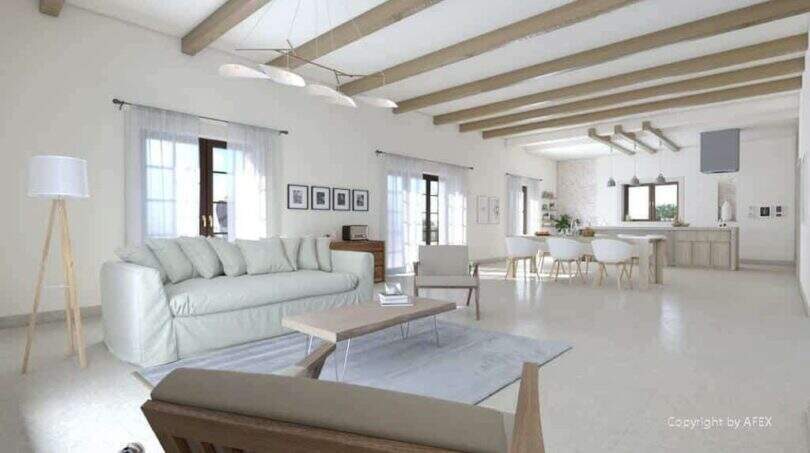 Luxusimmobilien Mallorca Finca 3D Wohnzimmer