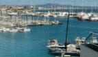 Blick auf den Hafen von Palma mit Yachten, türkisblauem Wasser und Palmen vor Bergpanorama