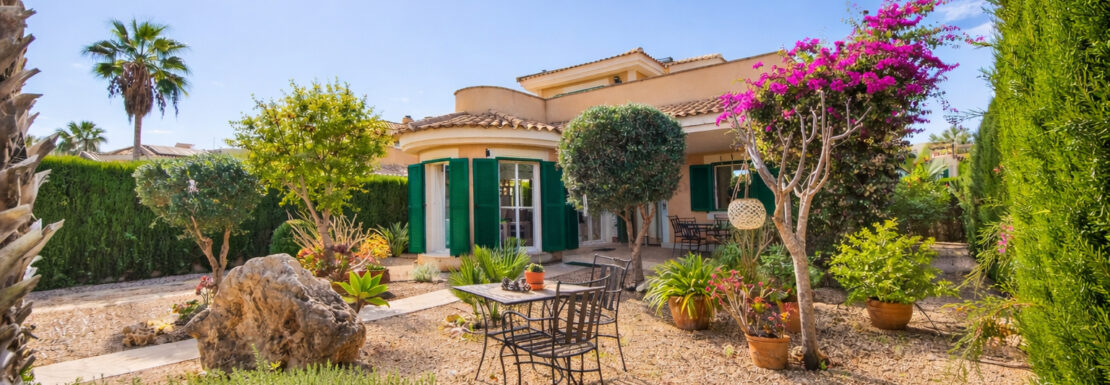Mediterranean garden with villa