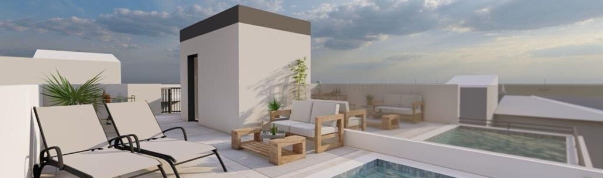 Ático con terraza privada, piscina privada, muebles de salón y tumbonas, construcción nueva en Palma de Mallorca