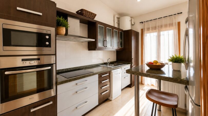 Moderne Einbaukueche im Penthouse in Inca auf Mallorca mit hochwertigen Geraeten