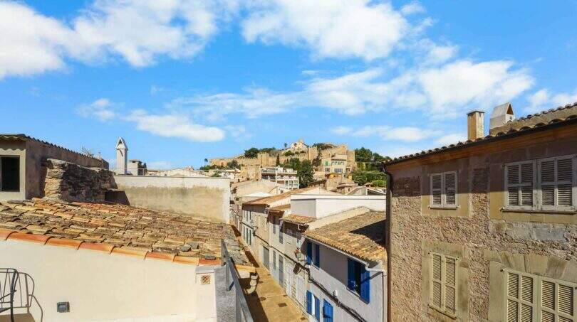 Dachterrasse Blick Burg Castell Capdepera Immobilie