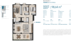 Grundriss Neubauwohnung Porto Cristo, Block 1, 1. OG, 3 Schlafzimmer, Terrasse, 98,64 m²