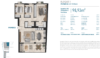 Grundriss Neubauwohnung Porto Cristo, 1. OG, 3 Schlafzimmer, 2 Bäder, Terrasse, 98,93 m²