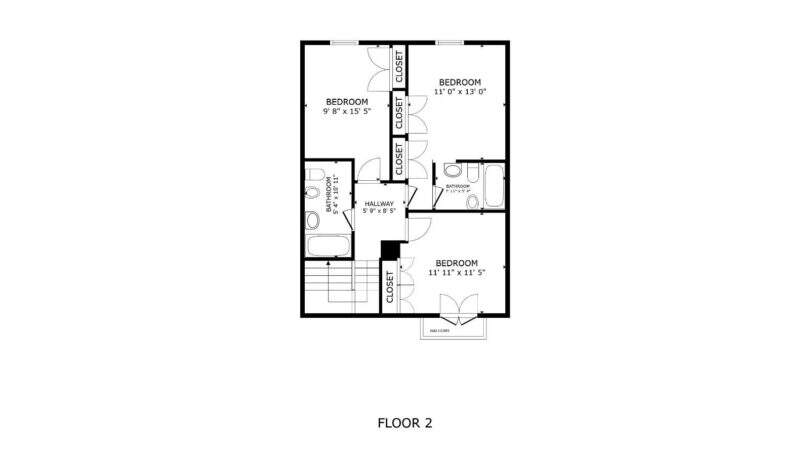Grundriss Obergeschoss der Maisonette in Porto Cristo: 3 Schlafzimmer, 2 Bäder, Balkon, 694 m²