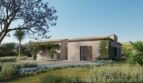 Neubau-Finca Artà: Rustikale Naturstein-Villa mit mediterranem Garten, Palmen und üppiger Bepflanzung.