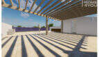 Geräumige Terrasse mit Holzpergola und Skulptur, Bauprojekt S'Alqueria Blanca, 444 m²