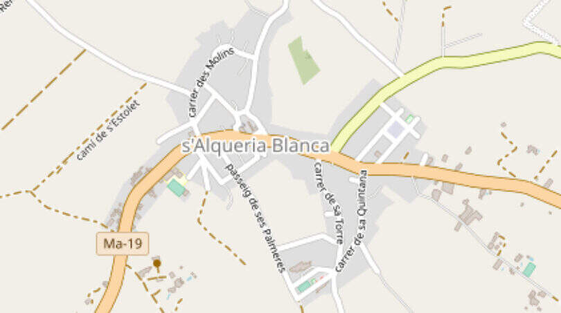 Straßenkarte von S'Alqueria Blanca mit Ma-19, Lage des Grundstücks mit Pool-Bauprojekt, 444 m².