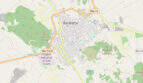City map of Felanitx, Mallorca, with street network, Son Colom industrial area and surrounding hills.