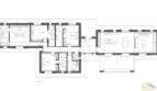 Plano de la planta baja de la finca en Artà, con 4 dormitorios, salón, cocina y terraza cubierta.