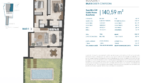 Grundriss EG Bajo B, Bloque 1, Porto Cristo: 2 Schlafzimmer, Wohnküche, 140,59 m² mit Privatgarten und Pool.