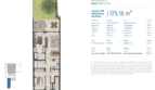 Floor plan GF Block 2 with garden, 125 m², 2 bedrooms, living kitchen, terrace and private garden, Porto Cristo new construction.
