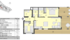Grundriss EG-Wohnung Canyamel: 2 Schlafzimmer, 2 Bäder, Wohnküche, Terrassen & 154 m² Garten, 150 m zum Meer