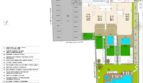 Lageplan der Wohnanlage in Cala Lliteres mit Pool, Jacuzzi, Parkplätzen und Grünflächen.