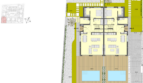 Grundriss einer Doppelhaushälfte in Cala Ratjada mit Pool, Terrasse und Garten, ca. 226 m² Grundstück.