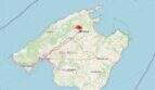 Karte von Mallorca mit Markierung bei Campanet, nördlich von Inca, Lage der Finca auf den Illes Balears.