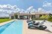 Mediterranean estate in Sa Pobla: pool terrace with loungers, natural stone house & panoramic view