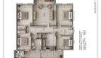 Grundriss einer großen 4-Zimmer-Wohnung, 145,85 m² Wohnfläche, mit Salon, Küche und Porche in Palma.