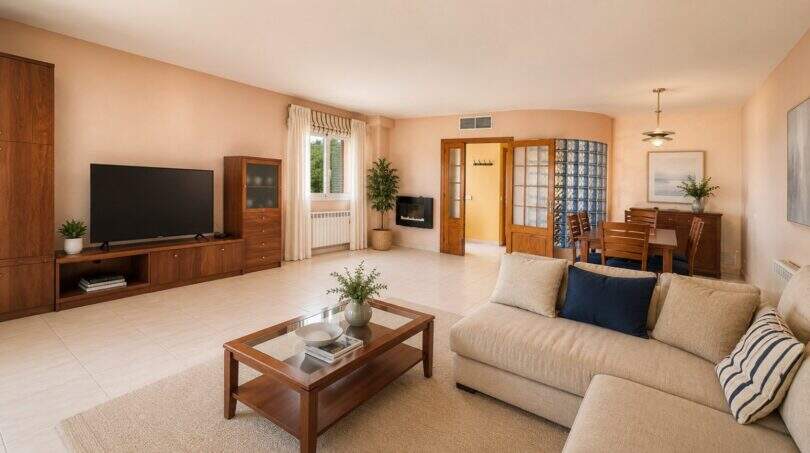 Living area with open room design and versatile use possibilities