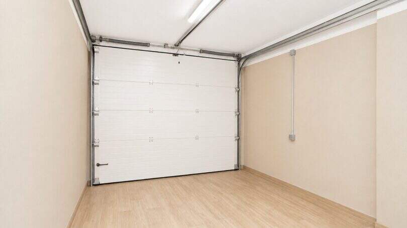 Funktionale Garage mit automatischem Sektionaltor und ebener Bodenfläche