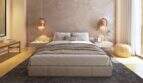 Elegant Bedroom with Double Bed, Copper Pendant Lights, and Balcony in New Construction Palma de Mallorca