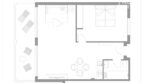 Plano de planta del apartahotel Portocolom, 49 m², 1 dormitorio, área de estar, cocina, baño, terraza
