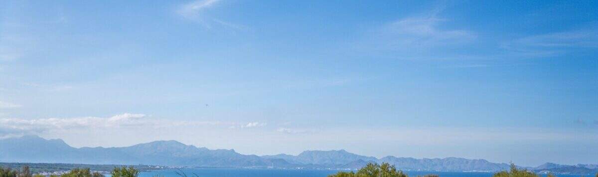Olive grove with sea view and mountain panorama of the finca in Colònia de Sant Pere