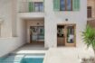 Exterior of the luxury new build village house in Biniali with private pool, terrace and green shutters