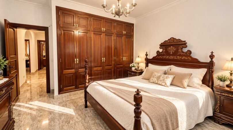 Luxuriöses Hauptschlafzimmer mit begehbarem Ankleidezimmer und umfangreicher Schrankanlage